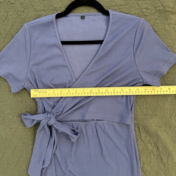 Maternity Dress Short Sleeve Wrap Bodycon Pregnancy Clothes for Baby Shower - Picture 6 of 12